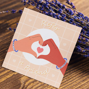 Tarjeta De Recomendación Refiérase A Un Amigo Ilustracion De Manos Cutas De
