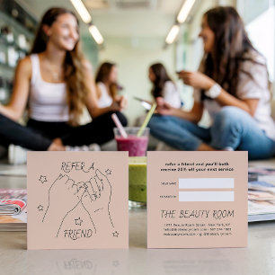 Tarjeta De Recomendación Refiérase a un amigo luz durazno lindo ilustracion