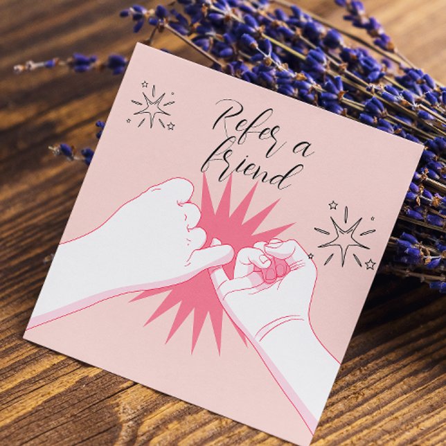 Tarjeta De Recomendación Refiérase A Un Amigo Peach Pastels Hands Ilustraci (Refer A Friend Peach Pastels Hands Illustration Referral Card)