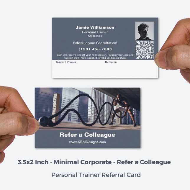Tarjeta De Recomendación Refiérase a un Colega Gray Corporate Personal Trai (3.5x2 Inch, Minimal Refer a Colleague Grey Corporate Personal Trainer Referral Card)