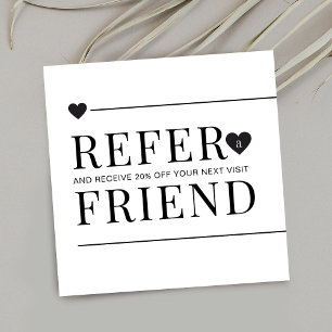 Tarjeta De Recomendación Refiérase simple a un amigo Minimalista blanco y n