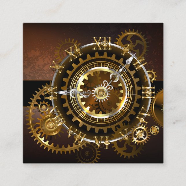 Tarjeta De Recomendación Reloj de vapor con engranajes antiguos (Anverso)