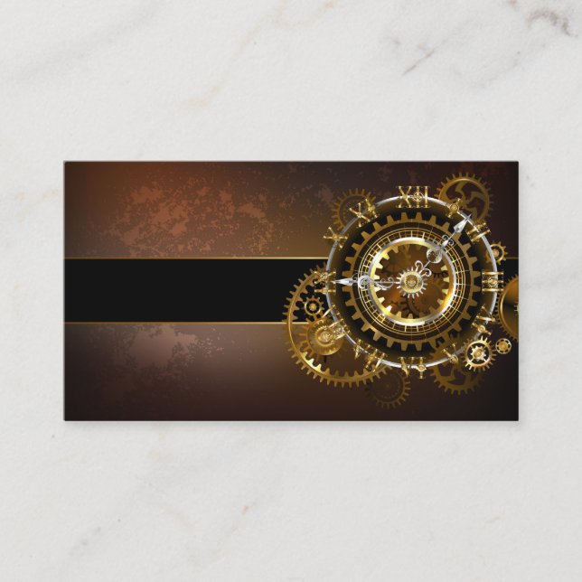 Tarjeta De Recomendación Reloj steampunk con engranajes antiguos (Anverso)