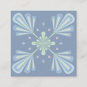 Tarjeta De Recomendación Repetir abstracto floral azul pastel