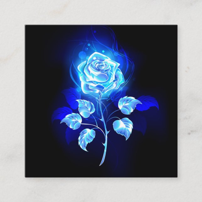 Tarjeta De Recomendación Rosa azul en llamas (Anverso)
