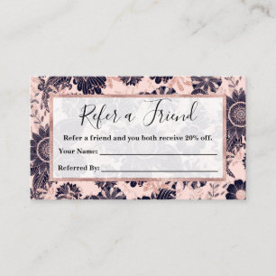 Tarjeta De Recomendación Rosa de la Marina Girly Purpurina de oro Ilustraci