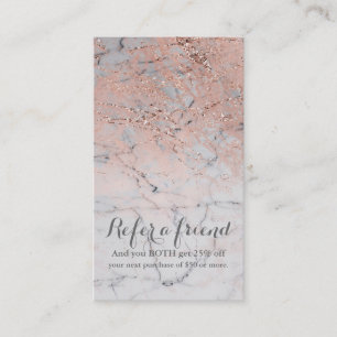 Tarjeta De Recomendación Rosa Dorado Mármol Moderno Glam Referir un Amigo