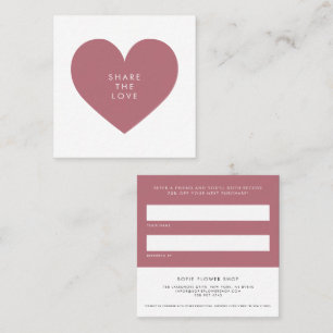 Tarjeta De Recomendación Rosa Gold Heart Minimalista comparte el negocio de