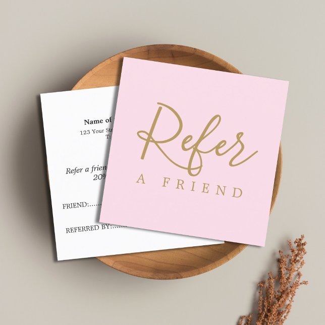 Tarjeta De Recomendación Rosa Pale Sencillo Elegante Golden (Subido por el creador)