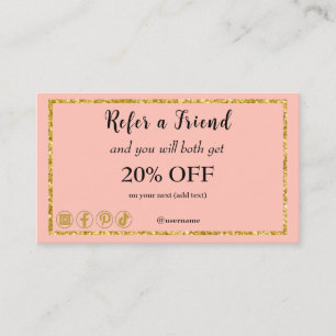 Tarjeta De Recomendación Rosa rosa y código QR, consulte a un amigo