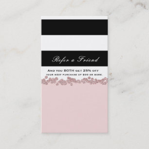 Tarjeta De Recomendación Rosa Rubor Negro Blanco Rosa Dorado Recomienda a u