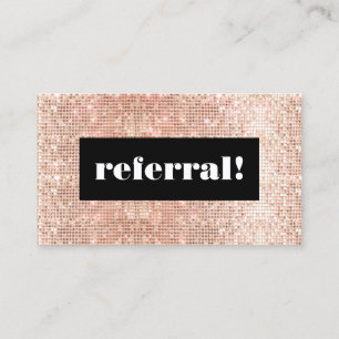 Tarjeta De Recomendación Rosa Secuencias de Oro Cosmetología Referencia del