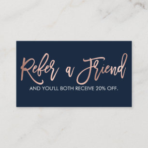 Tarjeta De Recomendación Rosa simple oro moderno de la tipografía marina az