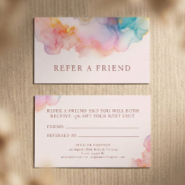 Tarjeta De Recomendación Rubor de acuarela con tinta al alcohol pastel