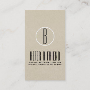 Tarjeta De Recomendación Rustic Kraft Mínimo Marrón Referir a un Amigo Reco