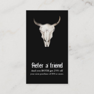 Tarjeta De Recomendación Rústico Boho Bohemiaco Vaca Toro Recomienda un Ami