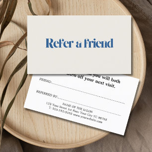 Tarjeta De Recomendación Salón Azul Beige Minimalista Elegante