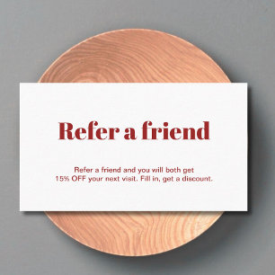 Tarjeta De Recomendación Salón Blanco Rojo Sencillo Elegante