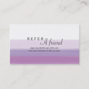 Tarjeta De Recomendación Salón de acuarela púrpura lavanda REFERIR A UN AMI
