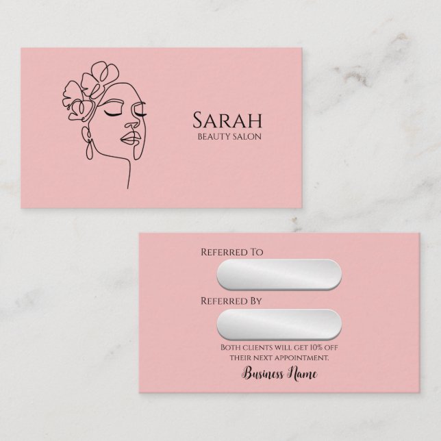 Tarjeta De Recomendación Salón de belleza (Anverso / Reverso)