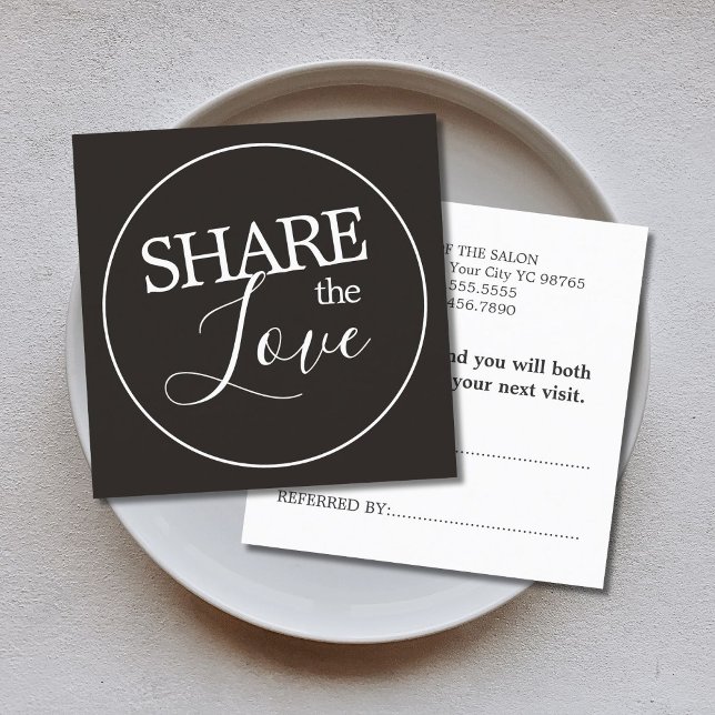 Tarjeta De Recomendación Salon de belleza blanca marfil negro simple modern (Subido por el creador)