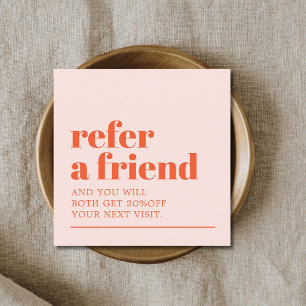 Tarjeta De Recomendación Salón de Belleza Blanca Pastel Negrita Guay