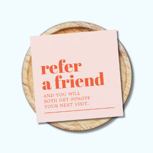 Tarjeta De Recomendación Salón de Belleza Blanca Pastel Negrita Guay