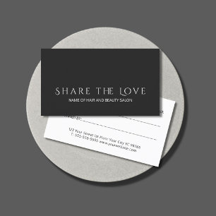 Tarjeta De Recomendación Salón de belleza blanco negro simple