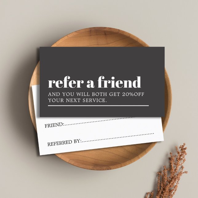 Tarjeta De Recomendación Salón de belleza blanco y gris oscuro de Guay (Subido por el creador)