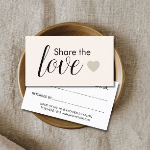 Tarjeta De Recomendación Salón de Belleza Corazón Pastel Luz Elegante