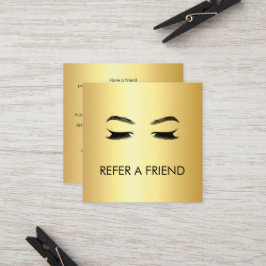 Tarjeta De Recomendación Salón de belleza de latidos dorados y brotes