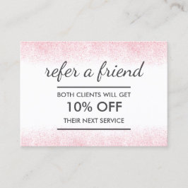 Tarjeta De Recomendación Salón de belleza de Purpurina rosa Lite