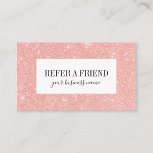Tarjeta De Recomendación Salón de belleza de Purpurina rosado de moda Gilry