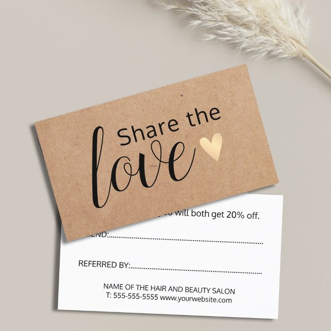 Tarjeta De Recomendación Salón De Belleza Elegante Impresa Kraft Faux Gold  (Subido por el creador)