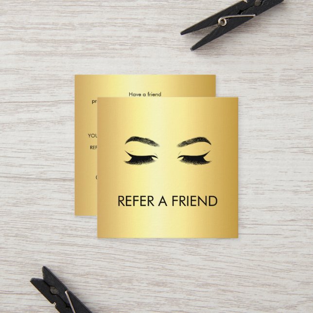 Tarjeta De Recomendación Salón de Belleza Golden Lashes & Brows (Anverso/Reverso In Situ)
