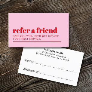 Tarjeta De Recomendación Salón de belleza rojo rosa audaz de Guay