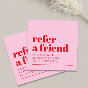 Tarjeta De Recomendación Salón de Belleza Rosa Rojo Blanco Genial