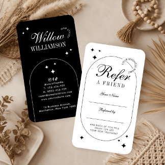 Tarjeta De Recomendación Salón de Belleza Spa Script Vintage Minimalista de