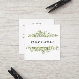 Tarjeta De Recomendación Salon de follaje verde acuarela