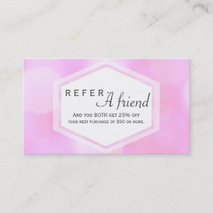 Tarjeta De Recomendación Salón De Luces De Glamour Rosado REFERIRÁ Una Tarj