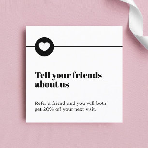 Tarjeta De Recomendación Salón moderno del Corazón Blanco Negro