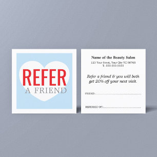 Tarjeta De Recomendación Salón moderno fresco rojo blanco azul