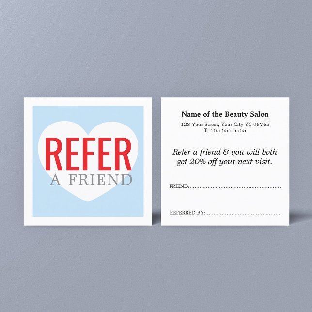 Tarjeta De Recomendación Salón moderno fresco rojo blanco azul (Subido por el creador)