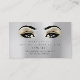 Tarjeta De Recomendación Salon Referencial Lashes Makup Plata Dorada