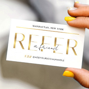Tarjeta De Recomendación Salón Spa con logotipo moderno glam en oro Referir