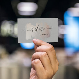 Tarjeta De Recomendación Salto de pincel de moda | Faux Rosa Gold on Gray