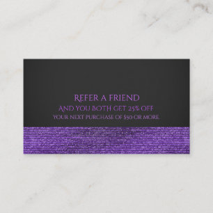 Tarjeta De Recomendación Secuencias de vidrio moderno morado y gris remiten