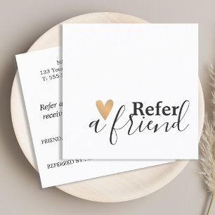 Tarjeta De Recomendación Sencillo Corazón de Oro Blanco Negro Elegante
