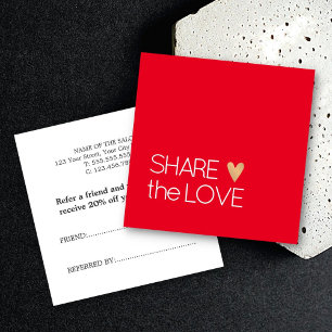 Tarjeta De Recomendación Sencillo Corazón de Oro Faux Rojo