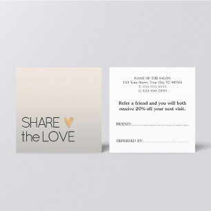 Tarjeta De Recomendación Sencillo Corazón de Oro Faux Silver